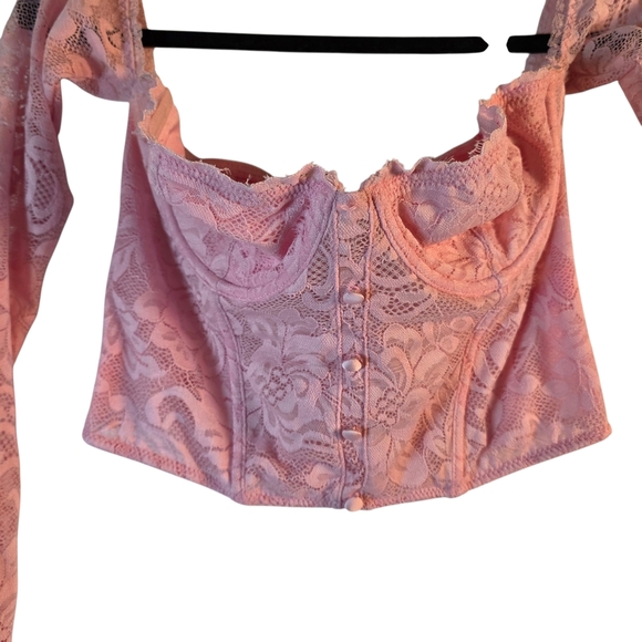 Sugar Thrillz Pink Lace Corset Top Fairy Coquette Y2K - Picture 4 of 8